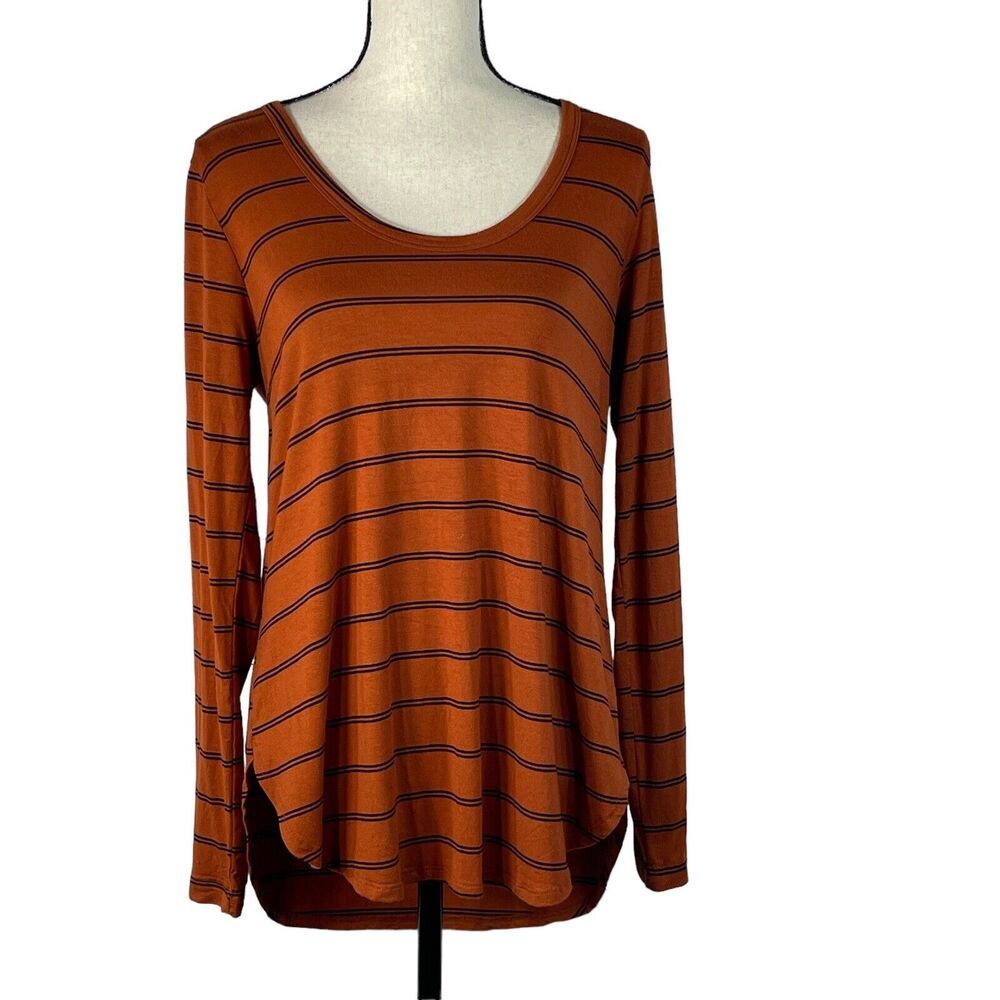 Peyton Jensen Evereve Medium Billie Tunic Tee Top Long Sleeve Scoop Neck Striped